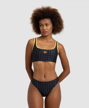 Arena 50th Anniversary Bikini Bralette Bikini Damen Schwarz Mehrfarbig Gold | 084537IOM
