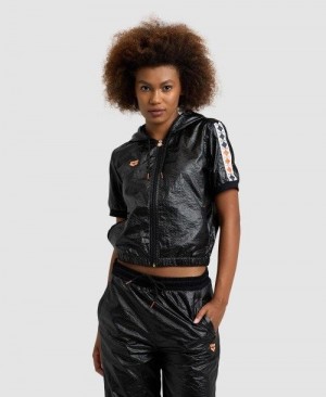 Arena 50th Anniversary Black Hooded Jacket Jacken Damen Schwarz Mehrfarbig Weiß Schwarz | 893145VWN