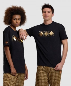 Arena 50th Anniversary Gold T-shirt Kurze Hose Herren Schwarz | 980245PHO