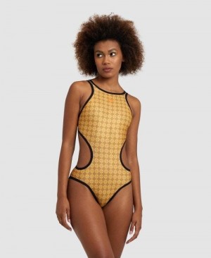 Arena 50th Anniversary Tech Back One Piece Body Damen Gold Mehrfarbig Schwarz | 873652HCE