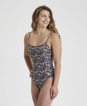 Arena Allover U Back Bademode Damen Bordeaux Mehrfarbig | 015634UOJ