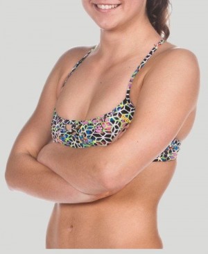 Arena Be Top (Bandeau Top) Oberteil Damen Schwarz Mehrfarbig Gelb | 136279HTO