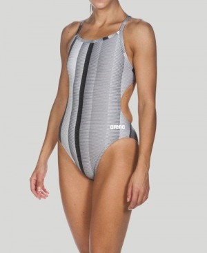 Arena Blended Stripe Challenge Back - Maxlife Bademode Damen Schwarz | 792341WZS