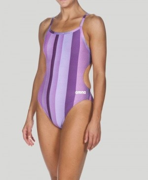 Arena Blended Stripe Challenge Back - Maxlife Bademode Damen Lila | 716089OKT