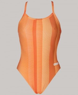 Arena Blended Stripe Challenge Back - Maxlife Bademode Damen Orange | 954087DJU