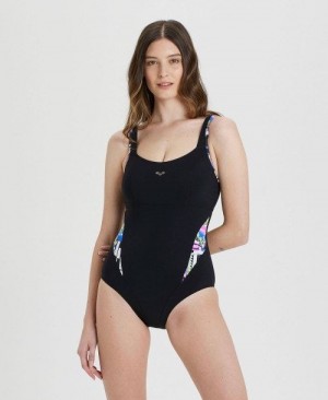 Arena Bodylift Carolina Strap Back One Piece Body Damen Schwarz Schwarz Mehrfarbig | 415608QEW