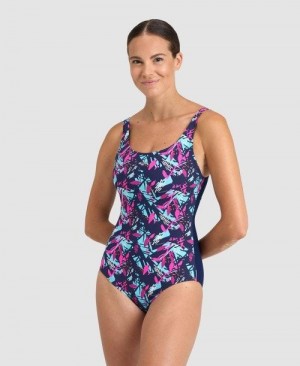 Arena Bodylift Francy Wing Back One Piece Body Damen Navy Rosa Mehrfarbig | 289306CYR