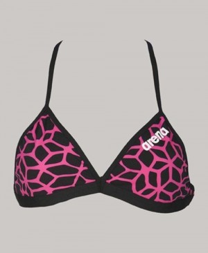 Arena Carbonics Tie Back Top Oberteil Damen Schwarz Rosa | 521967CHT