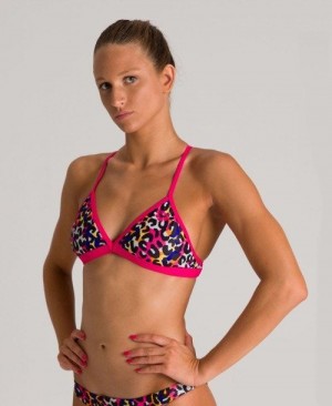 Arena Cheeta Heat Tie Back Top Oberteil Damen Rosa Mehrfarbig | 752831SUL