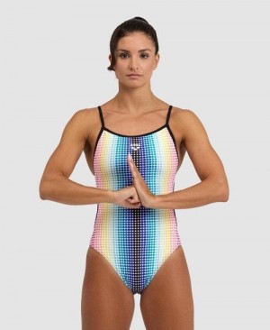 Arena Circle Stripe Lace Back One Piece Body Damen Schwarz Mehrfarbig | 645791NKS