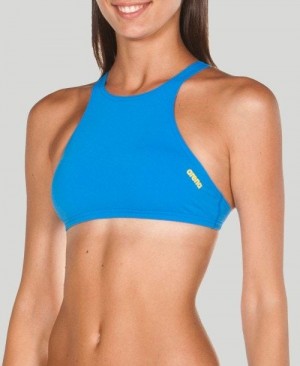 Arena Crop Think Top Oberteil Damen Blau Gelb | 760235SIH