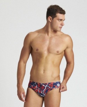 Arena Earth Texture Brief Slip Herren Navy Rot Mehrfarbig | 375489HYI