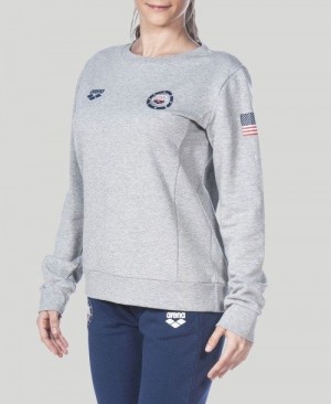 Arena Essential Crew Sweat Pullover Damen Grau | 124703YRV