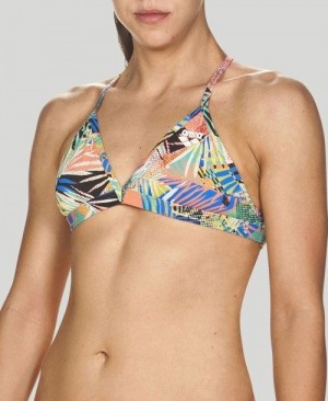 Arena Floral Allover Tie Back Top Oberteil Damen Schwarz Mehrfarbig | 794250PEF