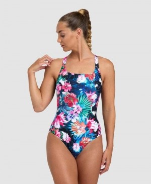 Arena Flower Control Pro Back One Piece Body Damen Schwarz Schwarz Mehrfarbig | 342078LFT