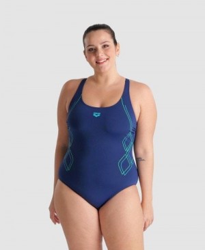 Arena Graphic V Back Plus One Piece Body Damen Navy | 498026CFX
