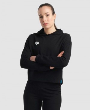 Arena Hooded Fleece Sweatshirt Pullover Damen Schwarz | 801523TZJ