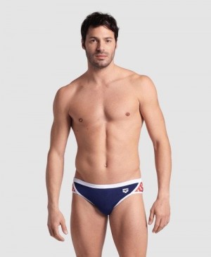 Arena Icons Brief Slip Herren Navy Weiß Rot Mehrfarbig | 496173QZI