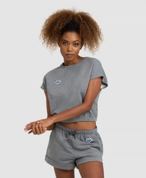 Arena Icons Crop Tee T-shirts Damen Dunkelgrau | 903586UAC
