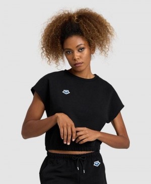 Arena Icons Crop Tee T-shirts Damen Schwarz | 365098PZC