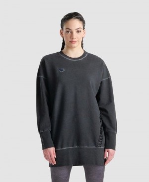 Arena Icons Oversized Crewneck Pullover Damen Schwarz Weiß | 658472CEY