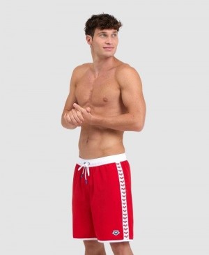 Arena Icons Team Stripe Bermuda Bermudas Herren Rot Weiß | 176403VRG