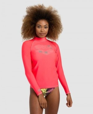 Arena Long Sleeve Rash Guard Pullover Damen Rot | 792054AJT