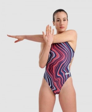 Arena Marbled Challenge Back Bademode Damen Mehrfarbig | 416398WXT