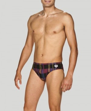 Arena Mixed Stripes Brief - Maxlife Slip Herren Schwarz Mehrfarbig | 106572EQL