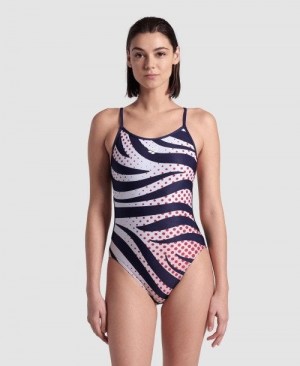 Arena Multi Stripes Lace Back Swimsuit Badeanzug Damen Mehrfarbig | 290783JNQ