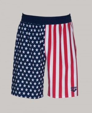 Arena Official Usa Swimming National Team Flag Print Bermuda Short Kurze Hose Herren Mehrfarbig | 019364JZK