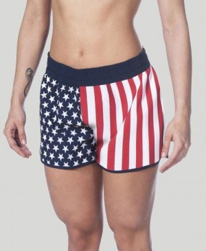 Arena Official Usa Swimming National Team Flag Print Short Kurze Hose Damen Mehrfarbig | 478562MLN