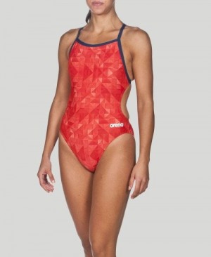 Arena Origami Light Tech Back - Maxlife Bademode Damen Rot Navy | 790352EPN