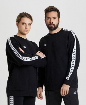 Arena Oversized Team Sweatshirt Pullover Herren Schwarz Weiß Schwarz | 548672XOM