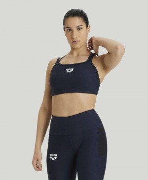 Arena Solid Bra Top Oberteil Damen Navy | 346809LBT