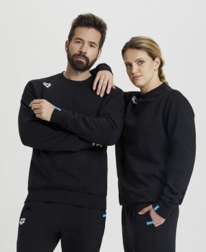 Arena Solid Crewneck Pullover Damen Schwarz | 716254VMK
