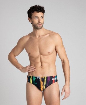 Arena Team Painted Stripes Brief Slip Herren Schwarz Mehrfarbig Gelb | 270518LCY