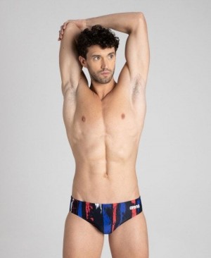 Arena Team Painted Stripes Brief Slip Herren Schwarz Mehrfarbig Weiß | 960217FMA