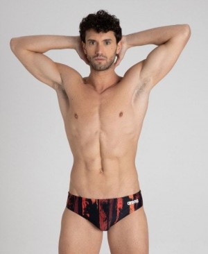 Arena Team Painted Stripes Brief Slip Herren Schwarz Mehrfarbig Rot | 507918WQP
