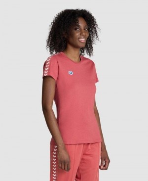 Arena Team S/S Tee T-shirts Damen Rot Rot Weiß | 820673ULQ
