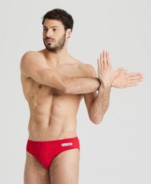 Arena Team Solid Brief Slip Herren Rot Weiß | 367592SYK