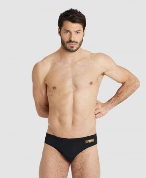 Arena Team Solid Brief Slip Herren Schwarz Gold | 567184DFE