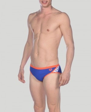 Arena Team Stripe Brief Slip Herren Blau Rosa | 413782RWX
